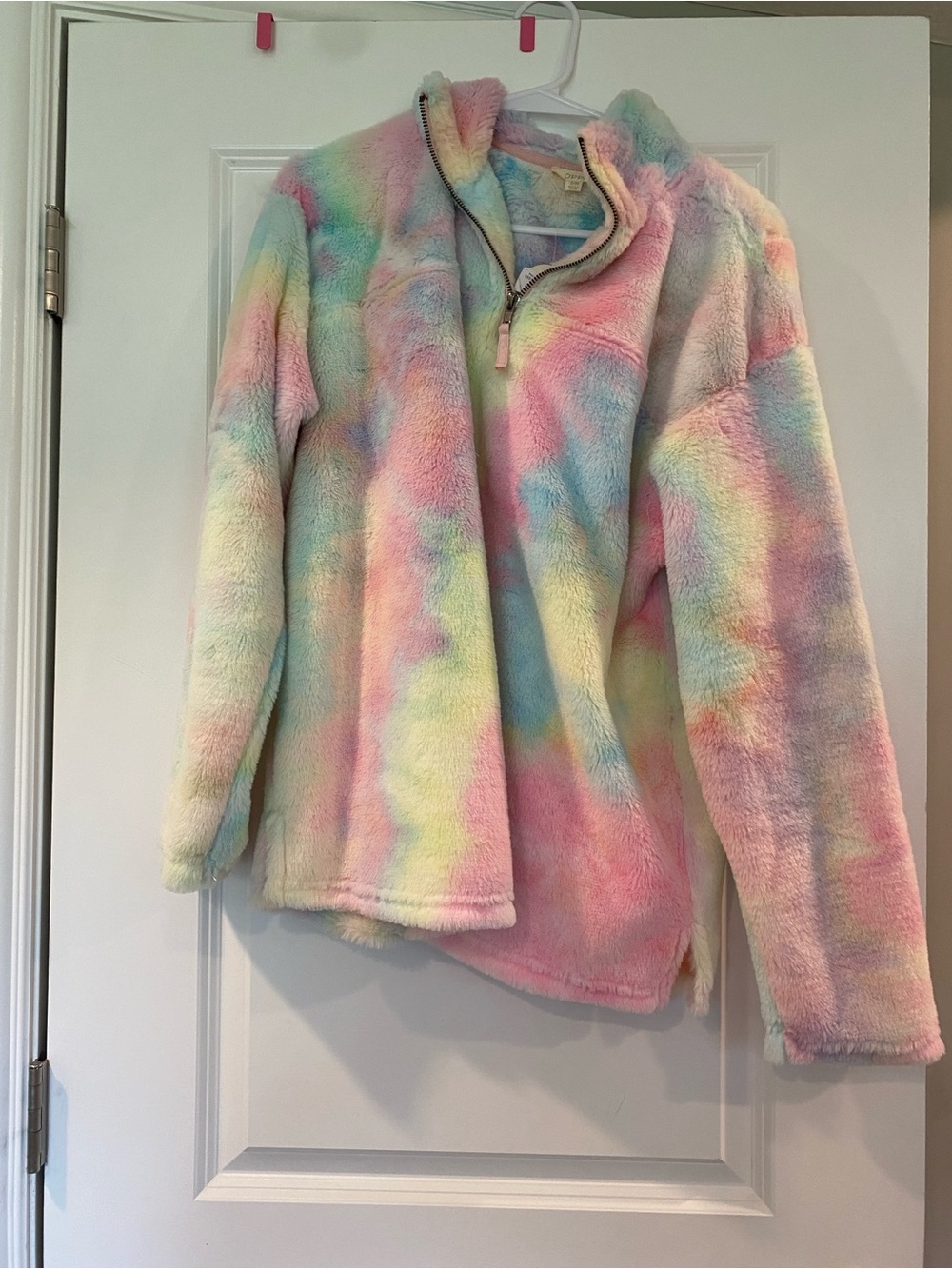 ODDY Pastel Tie-Dye Plush Half-Zip Pullover Jacket